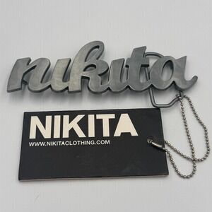 Nikita Rita Belt Buckle Script Logo Silver Tone Streetwear A81139 New